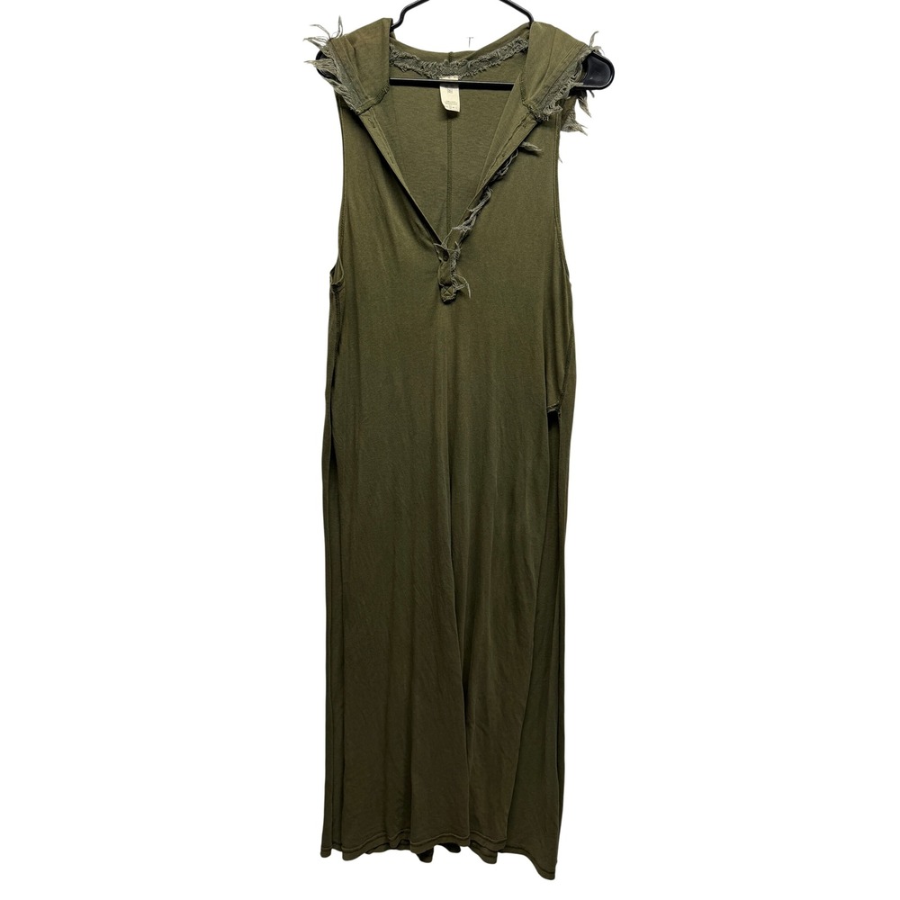 We The Free Free People Olive Green Hooded Maxi Top Sleeveless Distressed S